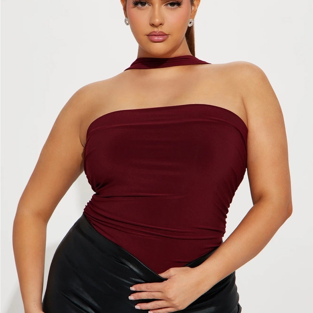 Hottest View Bodysuit Fashion Nova Wine Color Size 1X